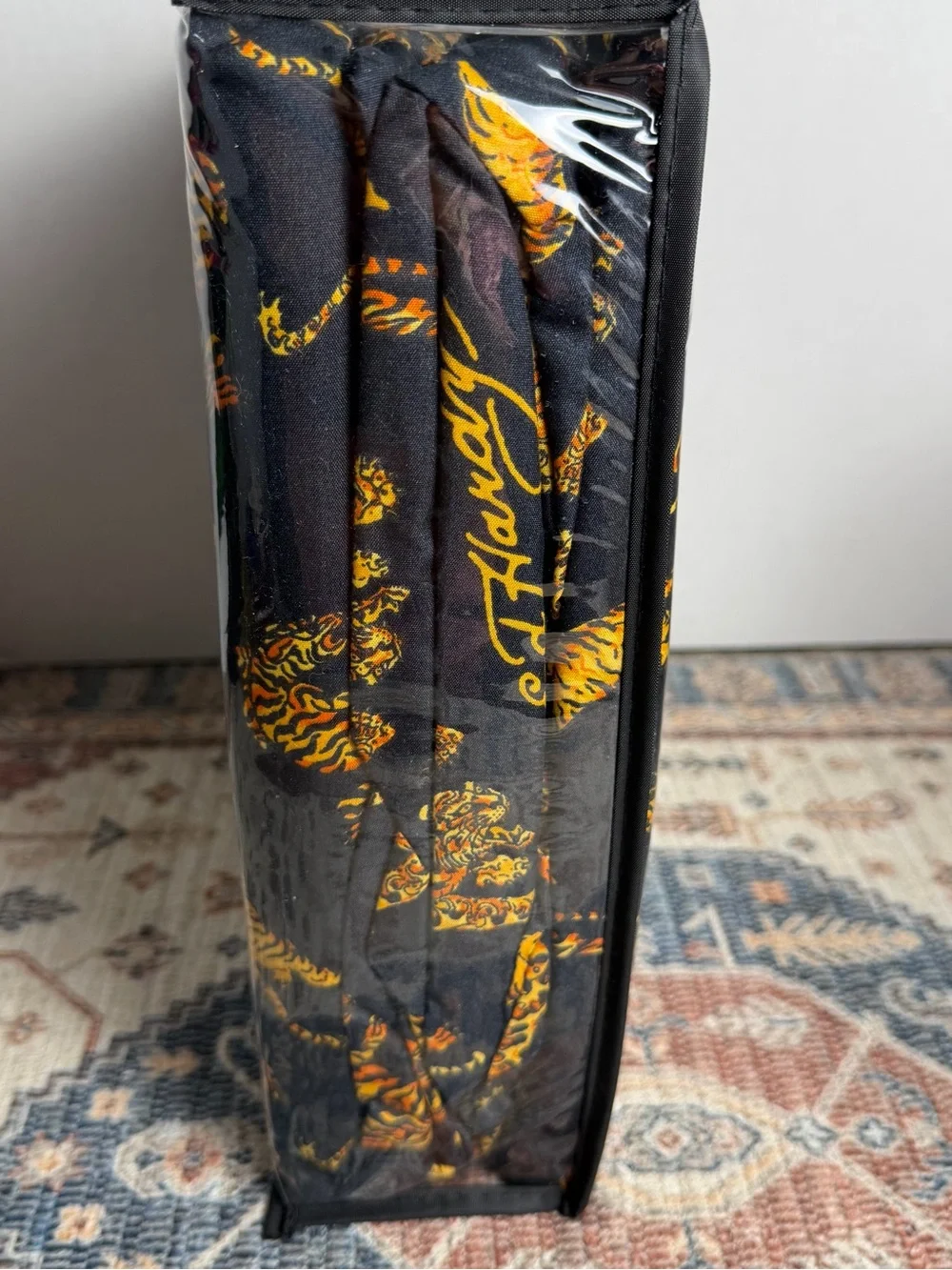 Ed Hardy Black Sheet Set with Gold and Orange Tiger Motif